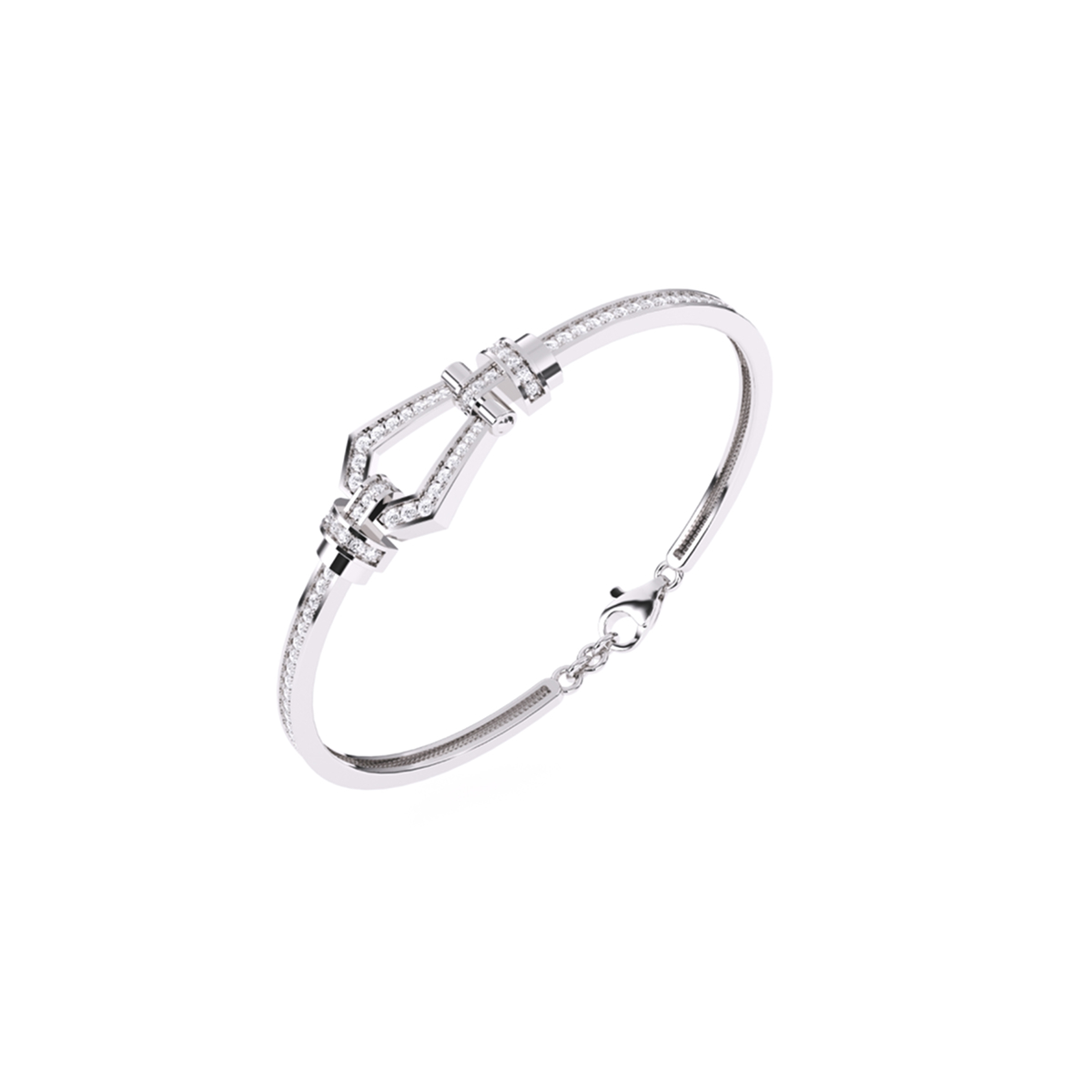 Kite shape bracelet with Diamonds in Size Small in Rose Gold